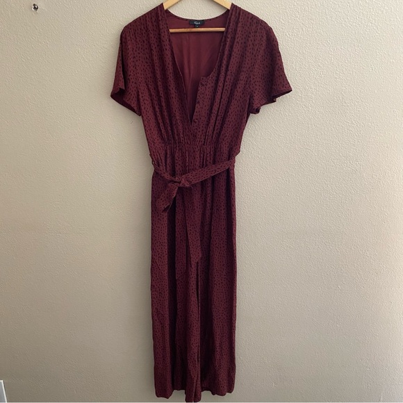 Rails Jet Rust Spotted Crop Wide Leg Jumpsuit Belted Animal Print Red - Picture 3 of 11